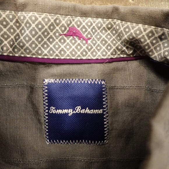 Tommy Bahama Linen Blend Button Down Men’s Large Gray Casual Beachwear - Picture 2 of 8